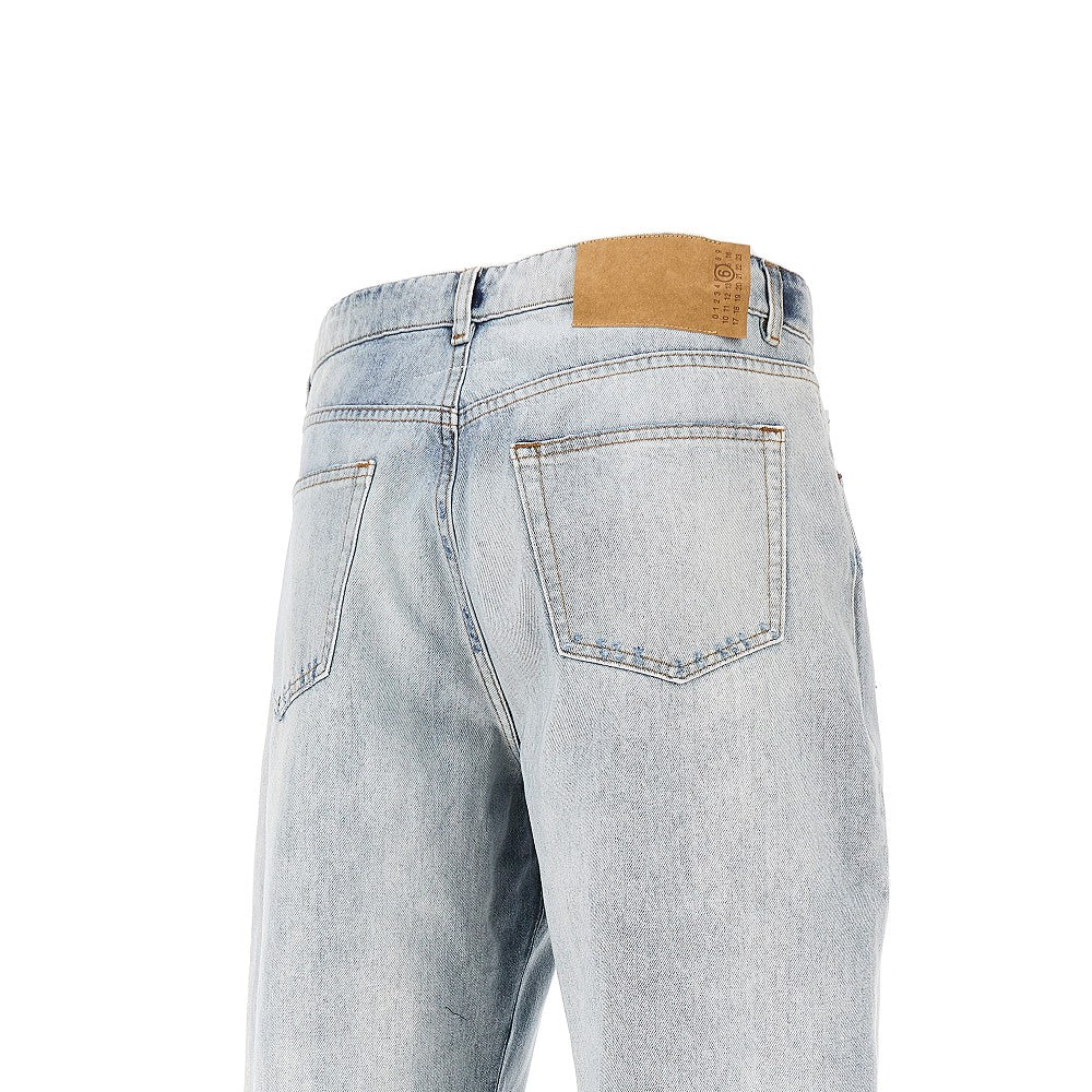 Distressed denim shorts