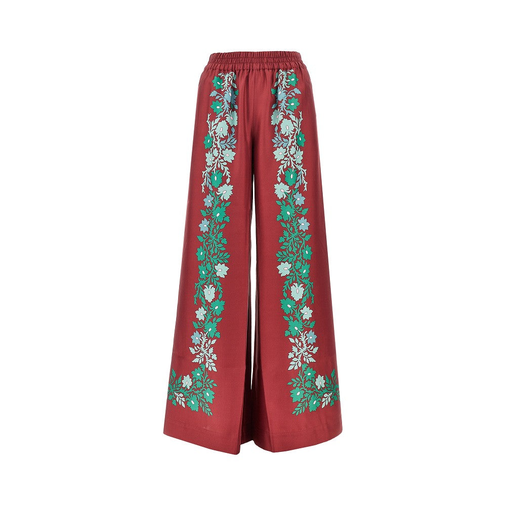 Pantalone palazzo in seta stampata