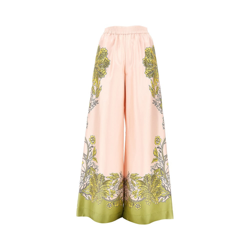 Pantalone palazzo in seta stampata