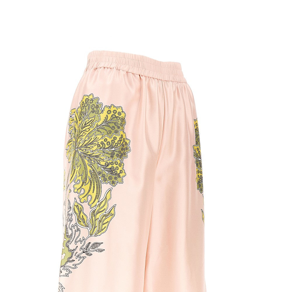 Pantalone palazzo in seta stampata