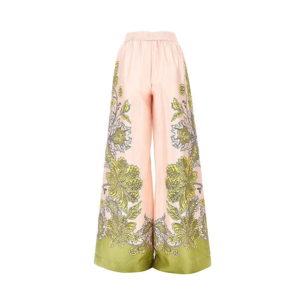 Pantalone palazzo in seta stampata