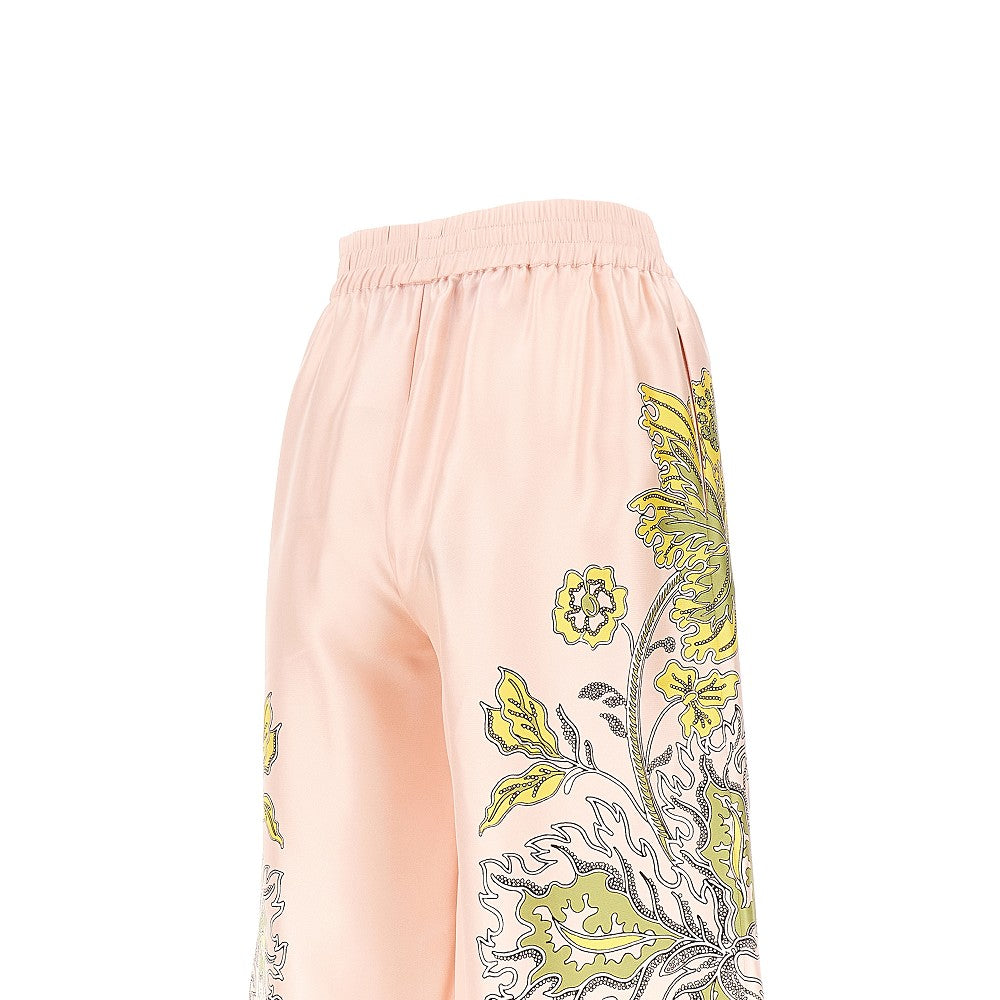 Pantalone palazzo in seta stampata
