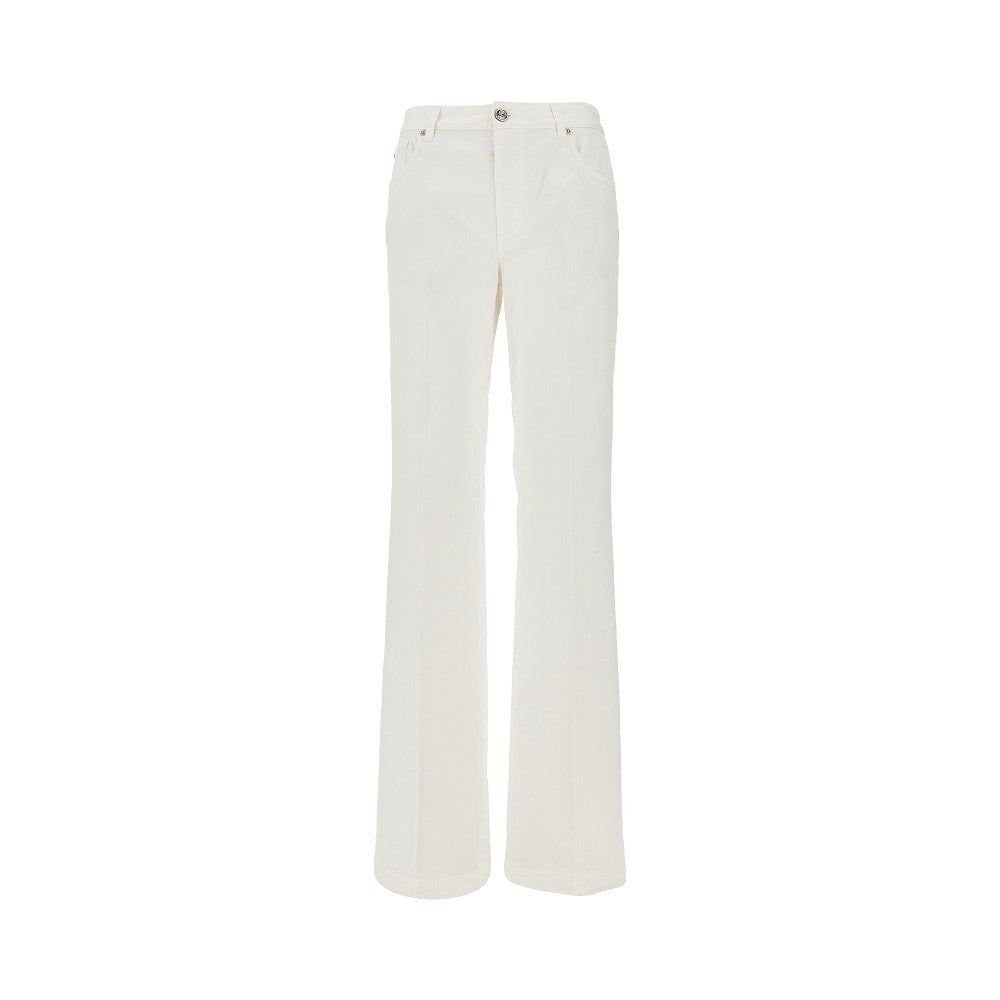 Pantalone svasato in twill stretch