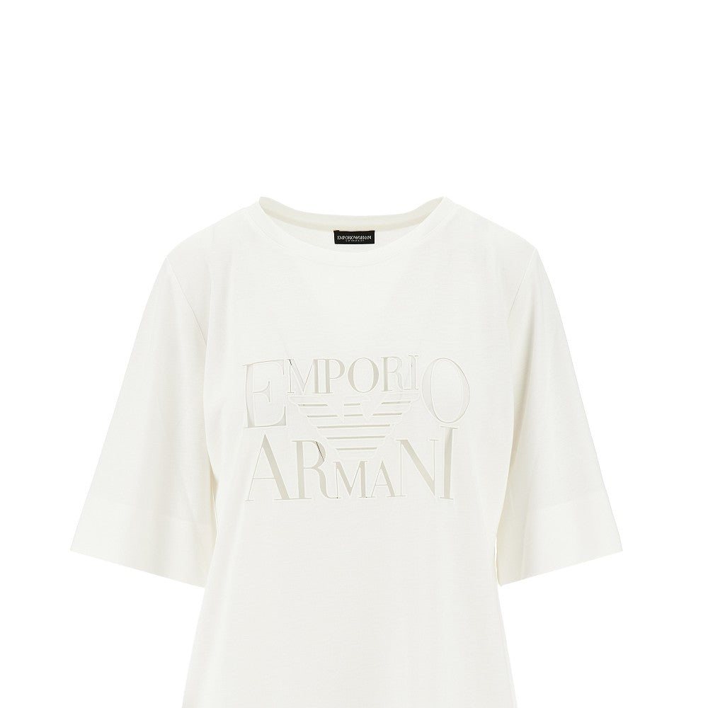 Sheer logo jersey mini dress