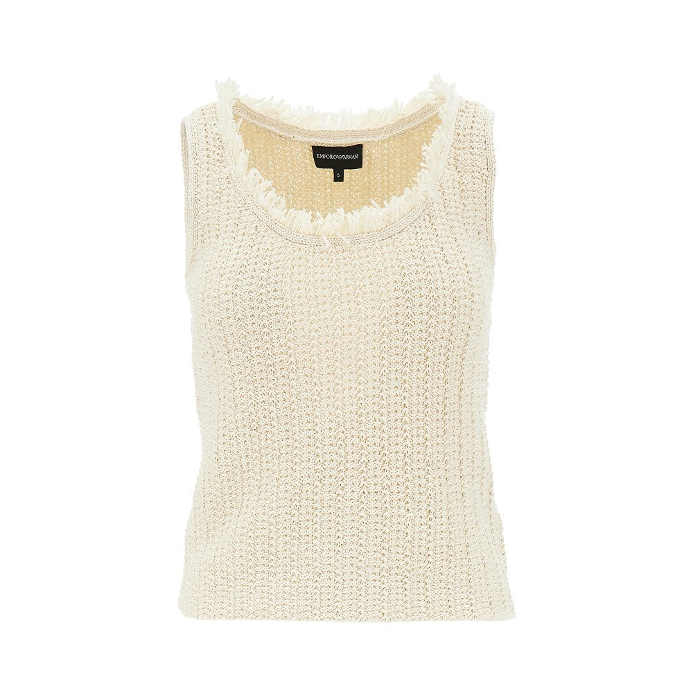 Raffia- effect crochet top