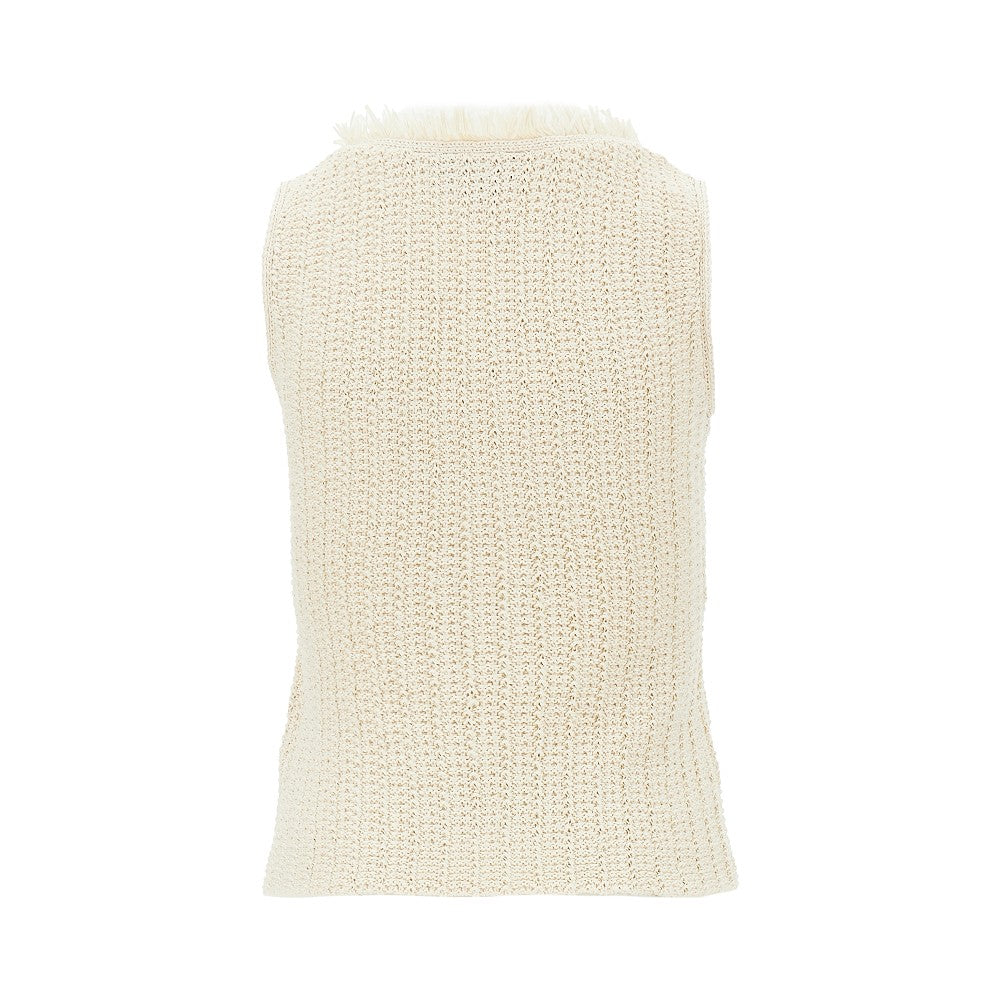 Raffia- effect crochet top