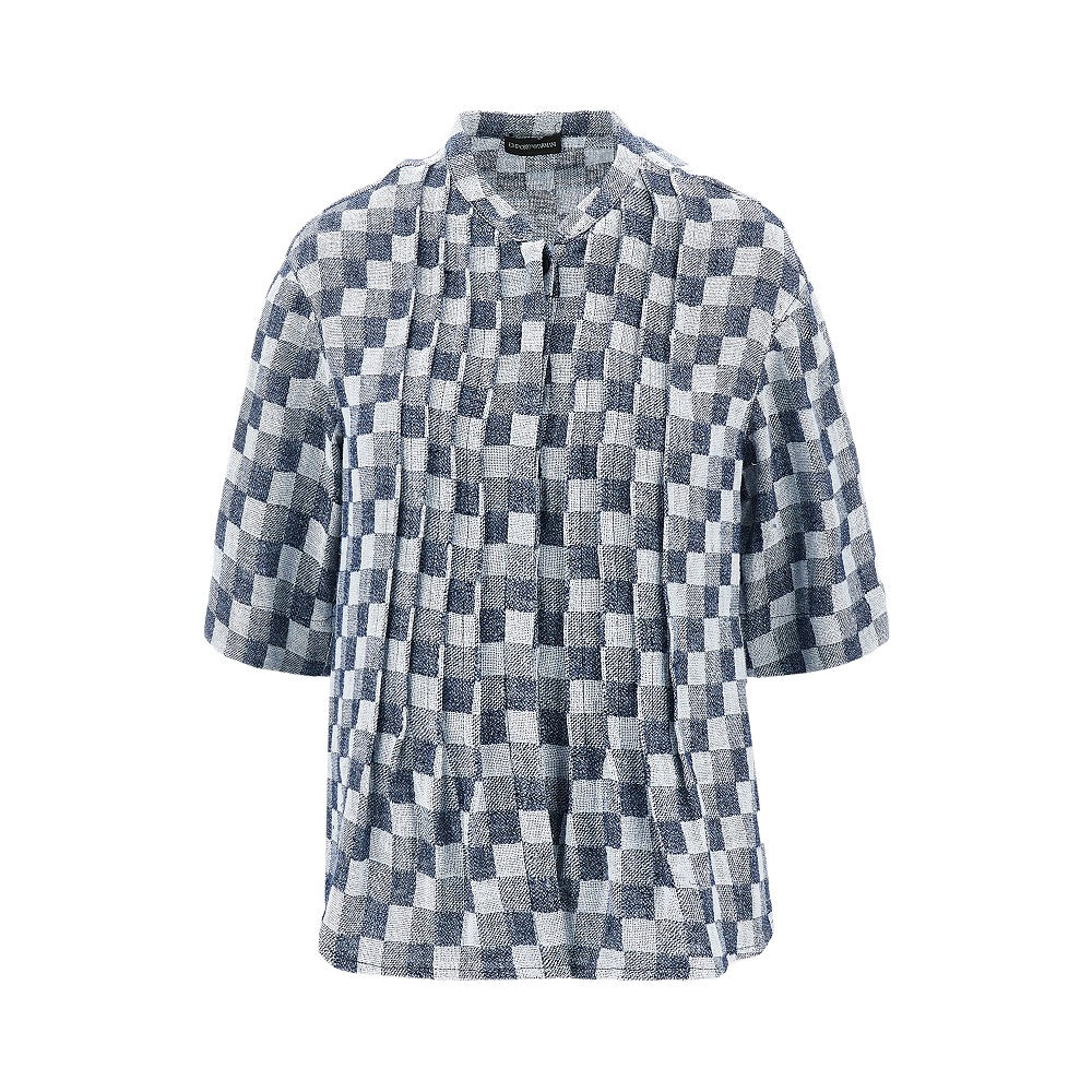 Top in garza di misto lino