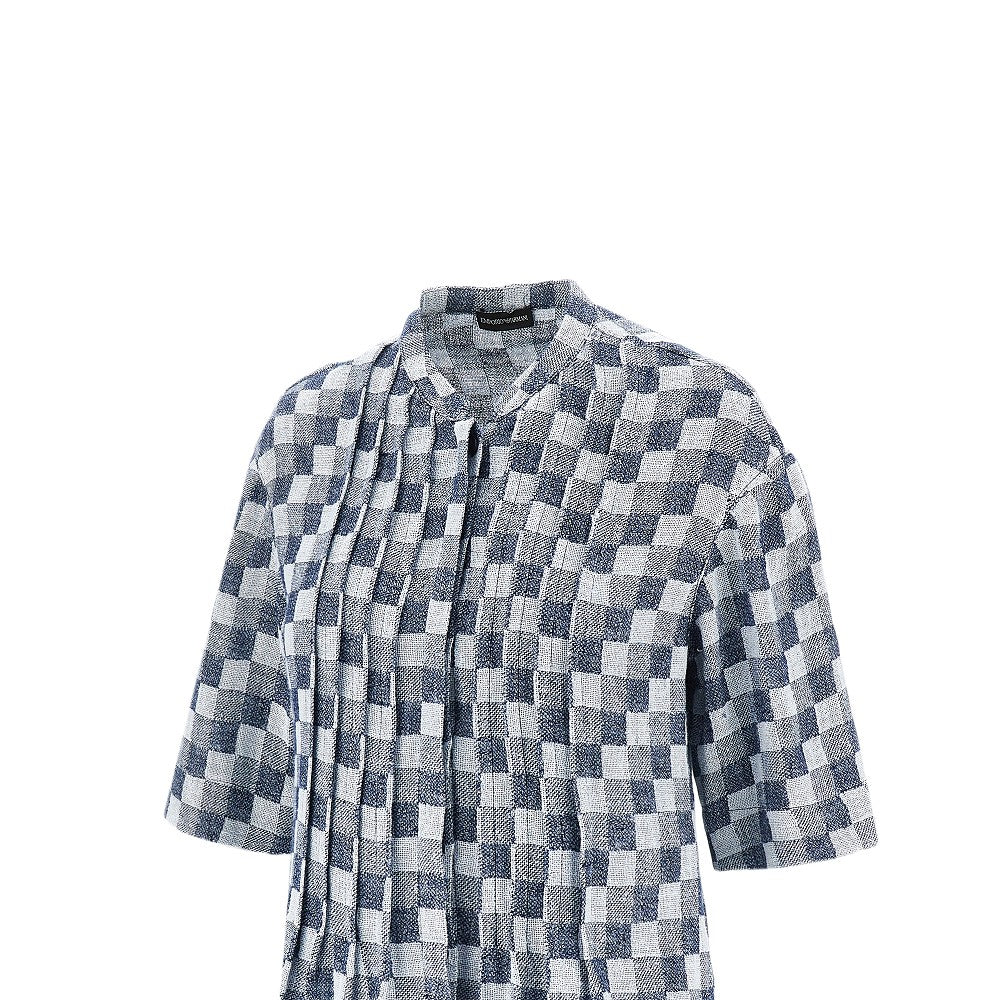 Top in garza di misto lino