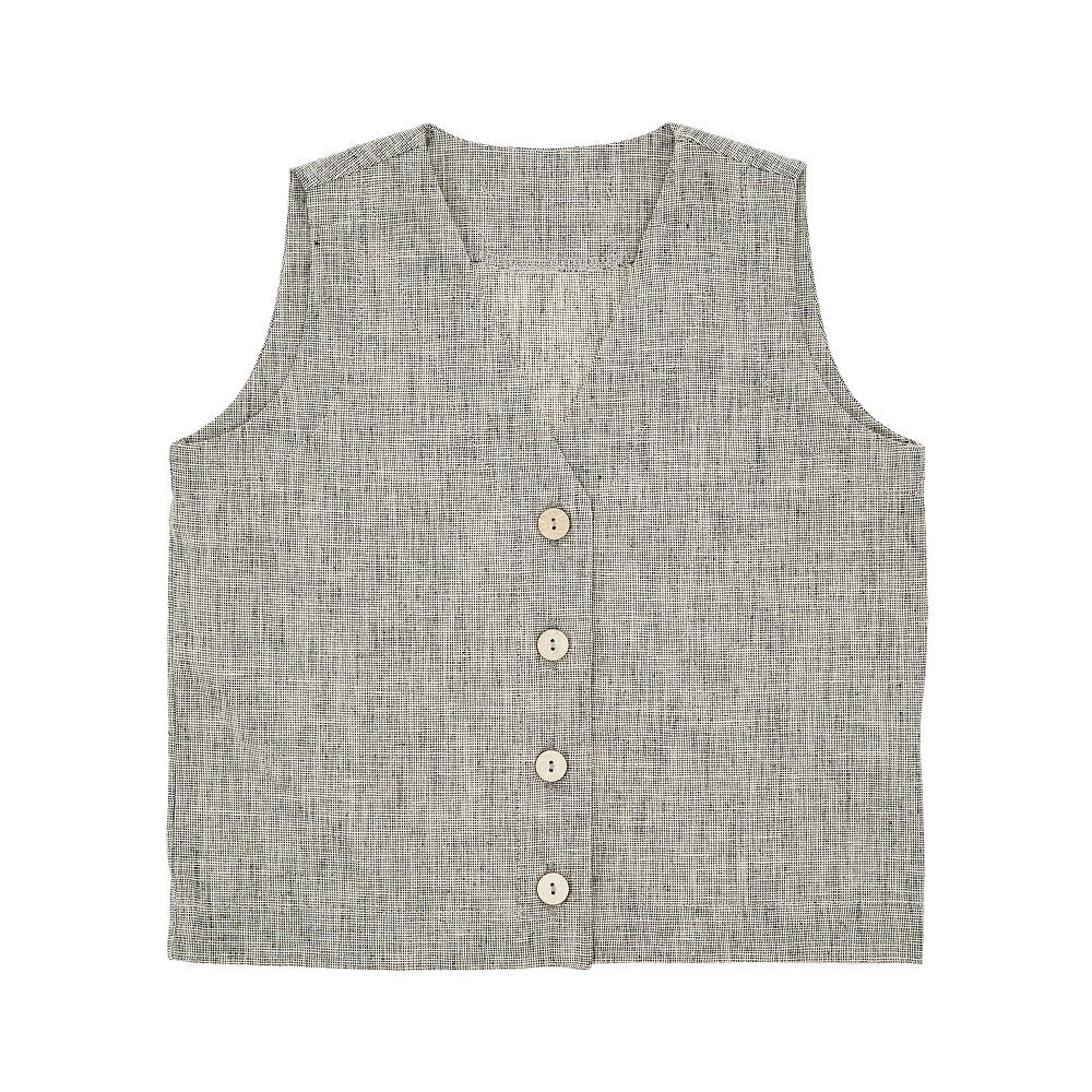 Cotton and linen-blend Vest