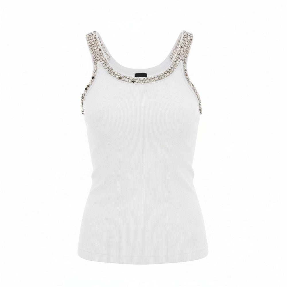 Jewelled embroidery tank top