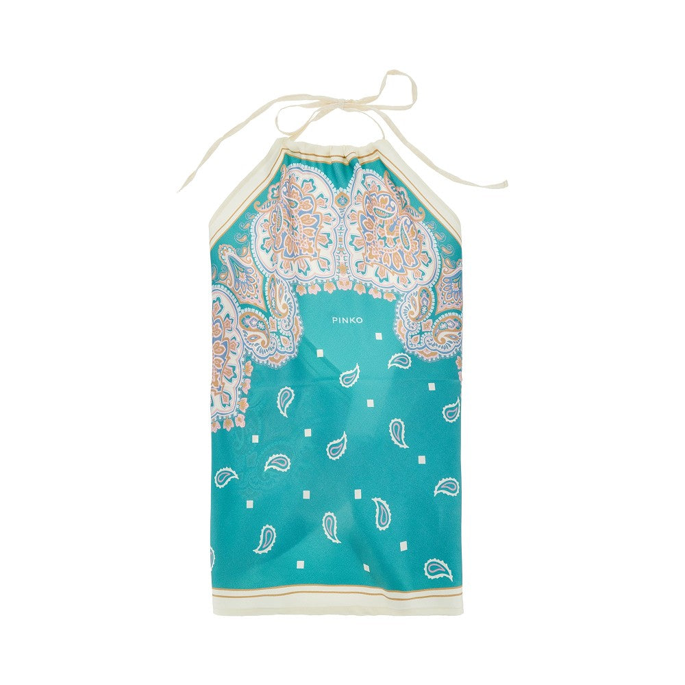 Printed twill scarf top