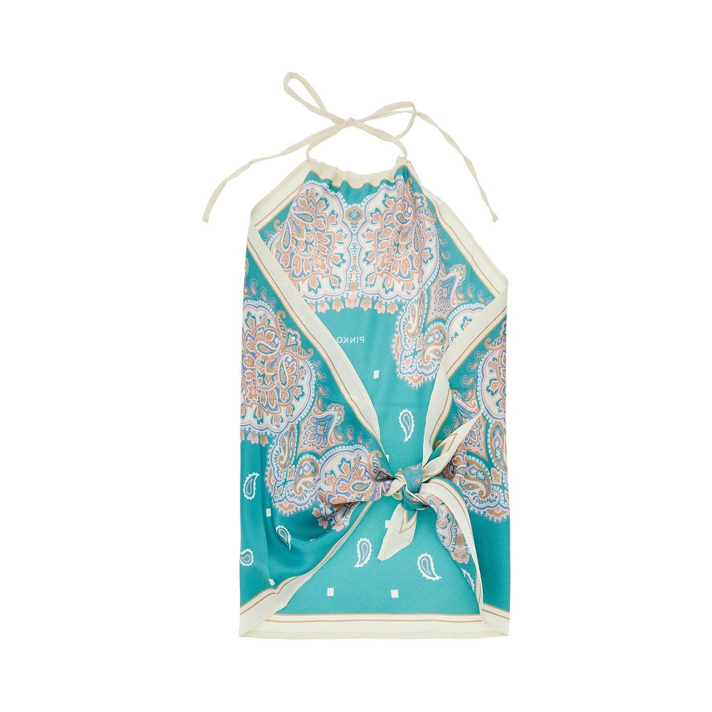 Printed twill scarf top