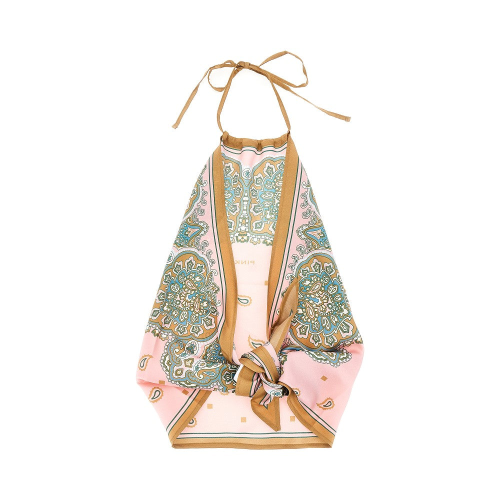 Printed twill scarf top