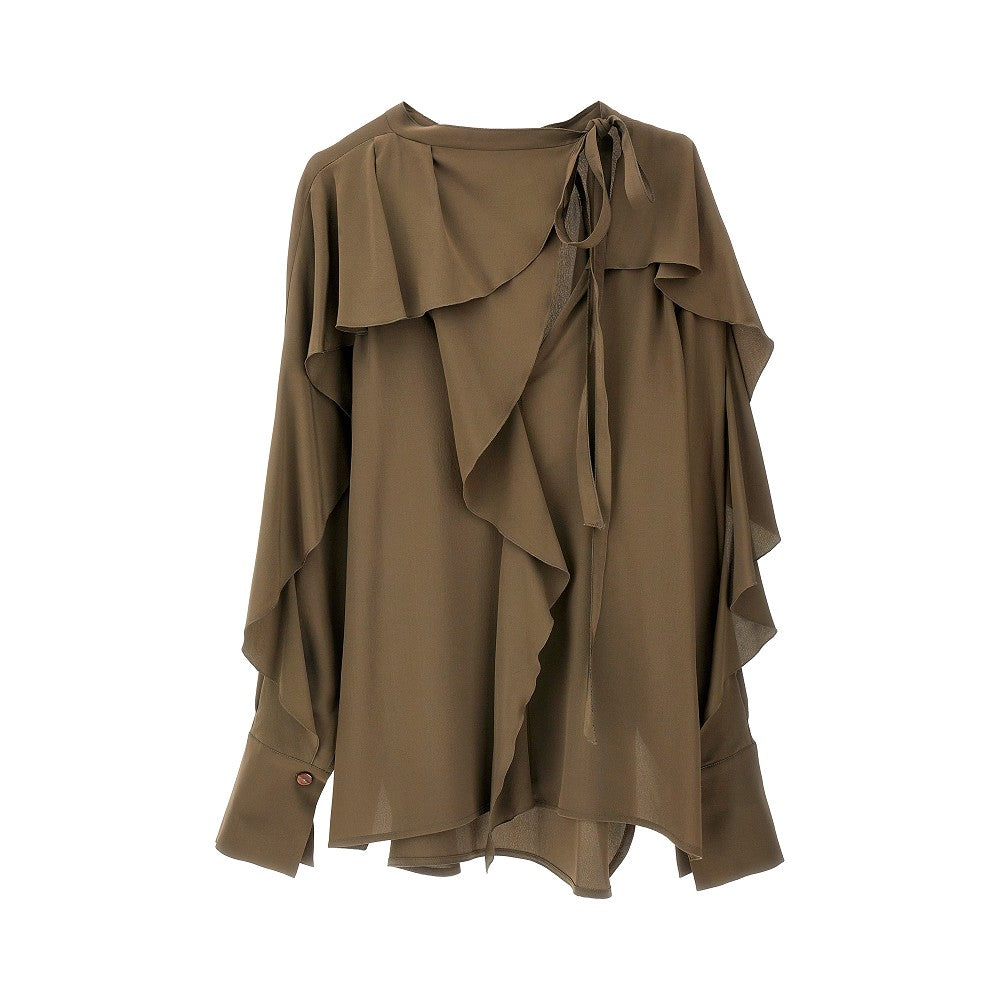 Blusa in seta con volant