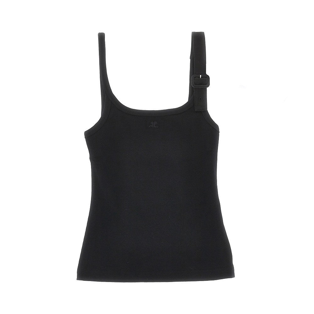 '90's' buckled strap ribbed tank top