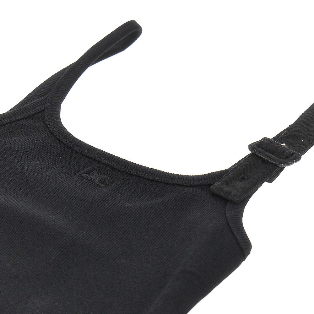 '90's' buckled strap ribbed tank top