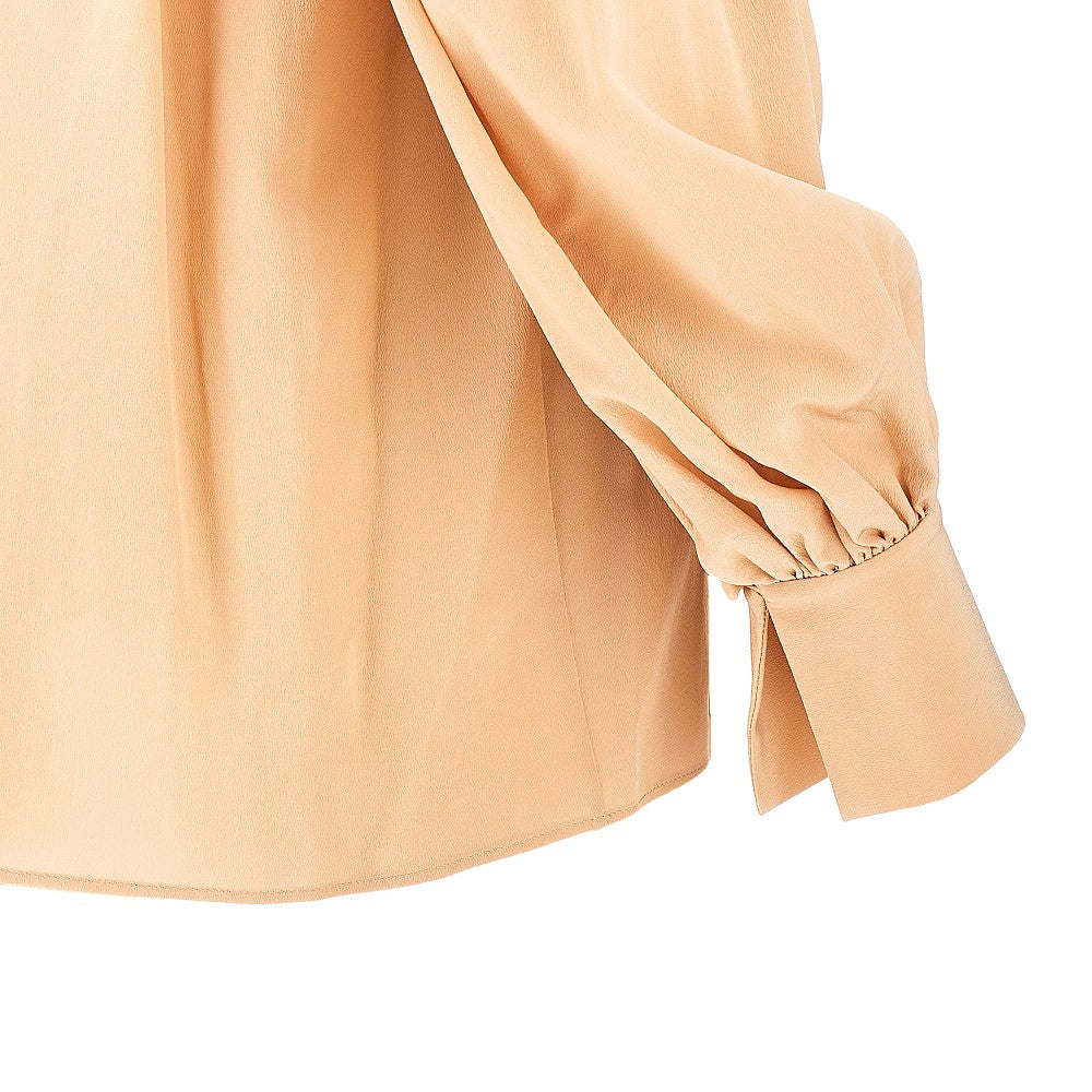 Crepe de chine blouse with lavallière collar