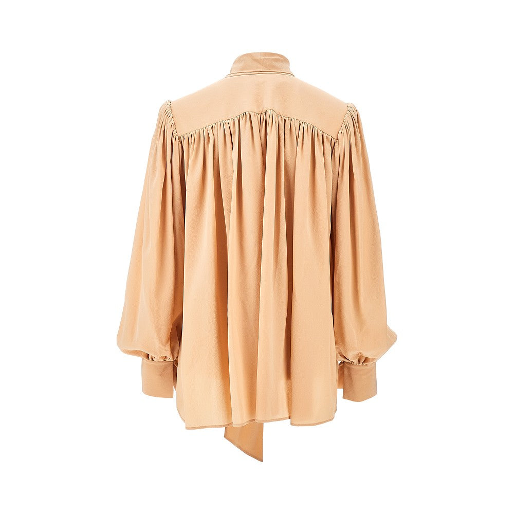 Crepe de chine blouse with lavallière collar