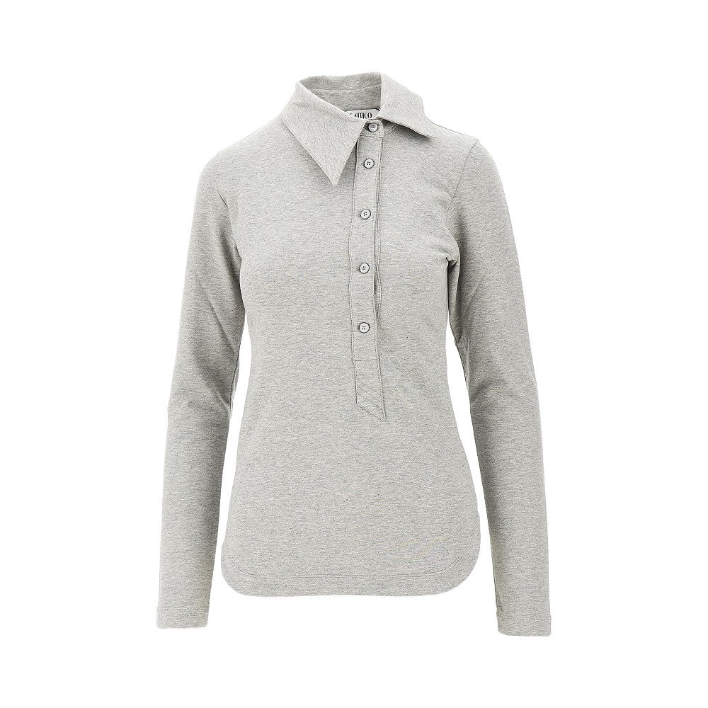 Polo in jersey con colletto asimmetrico