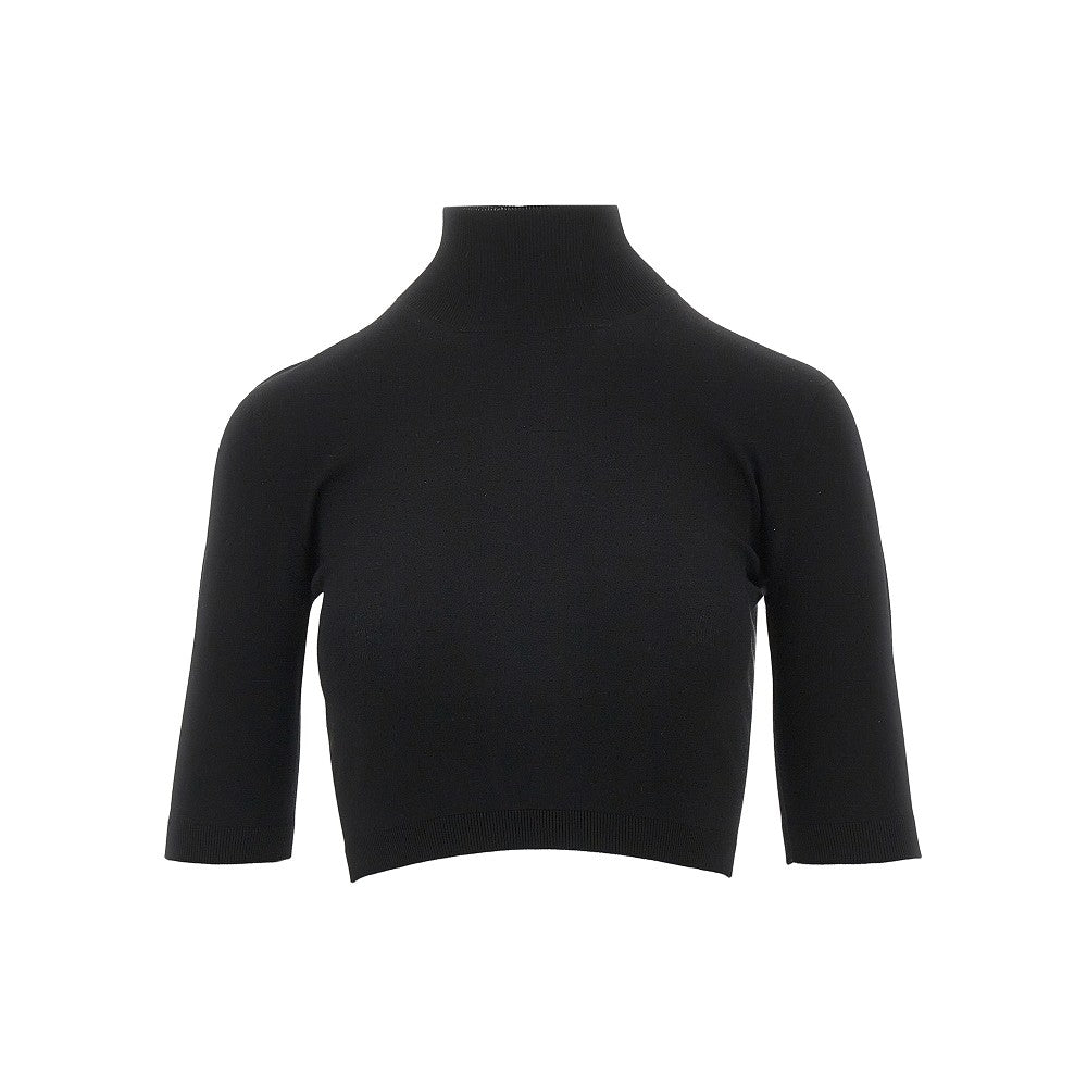 Stretch viscose cropped turtleneck top