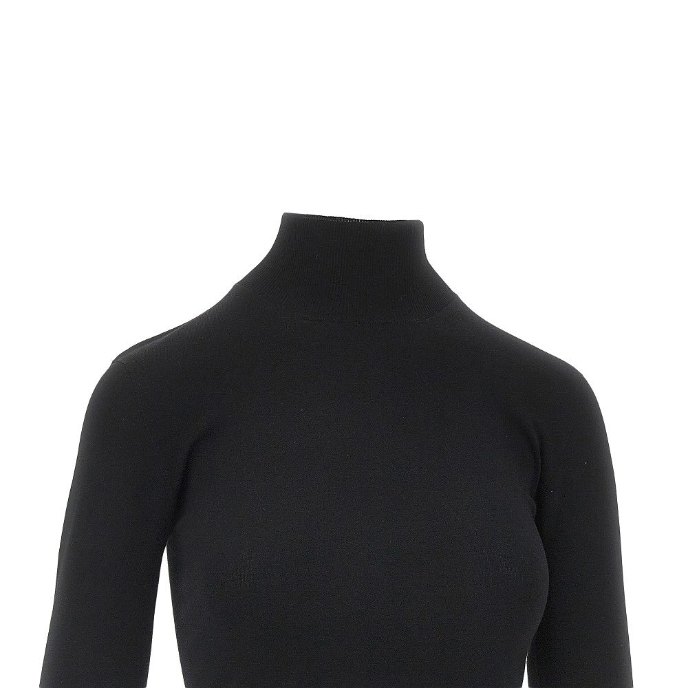 Stretch viscose cropped turtleneck top