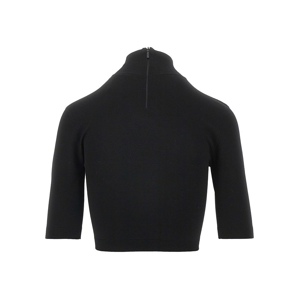 Stretch viscose cropped turtleneck top