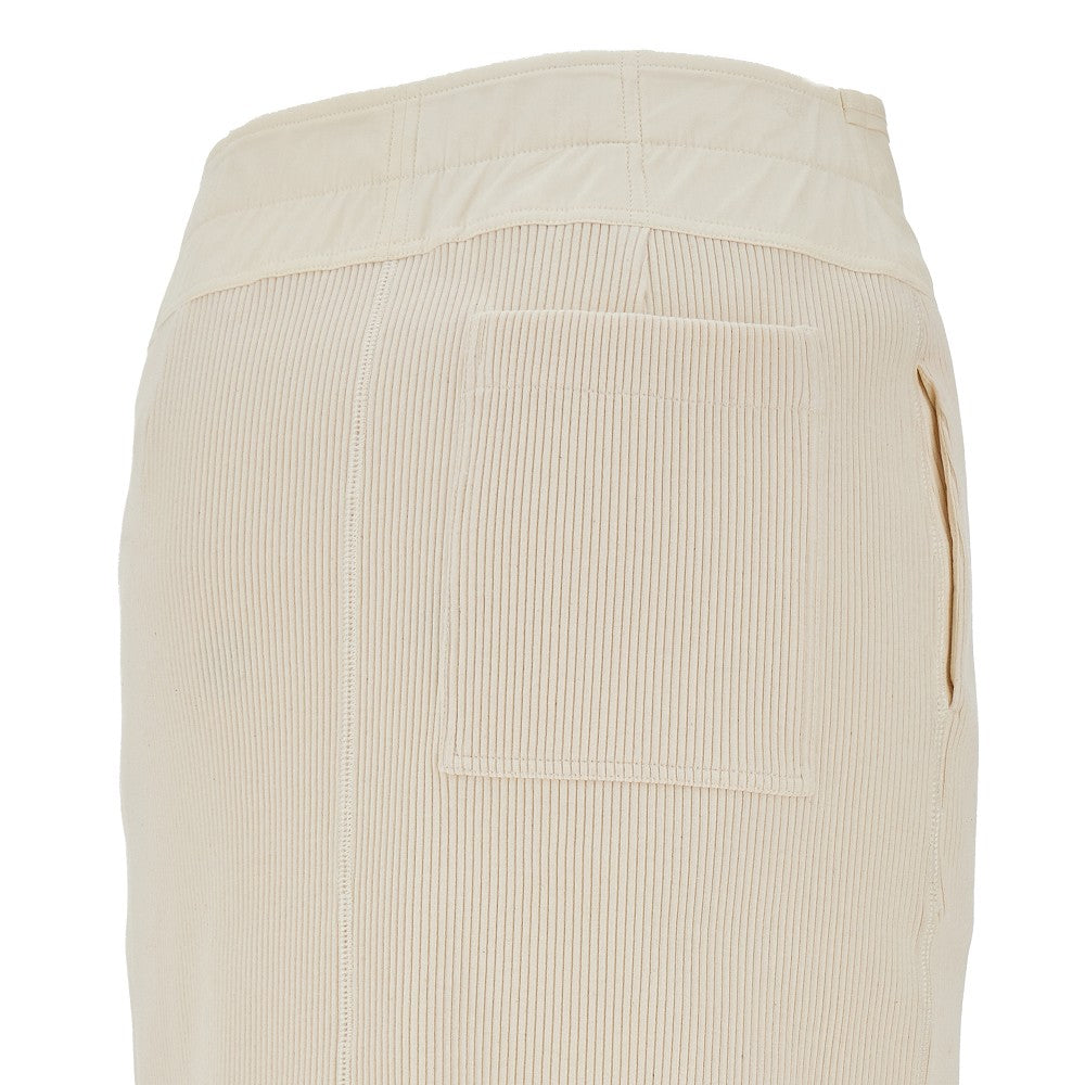 Ribbed cotton knee-length skirt