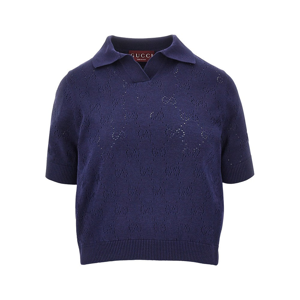 Polo in maglia con motivo GG traforato