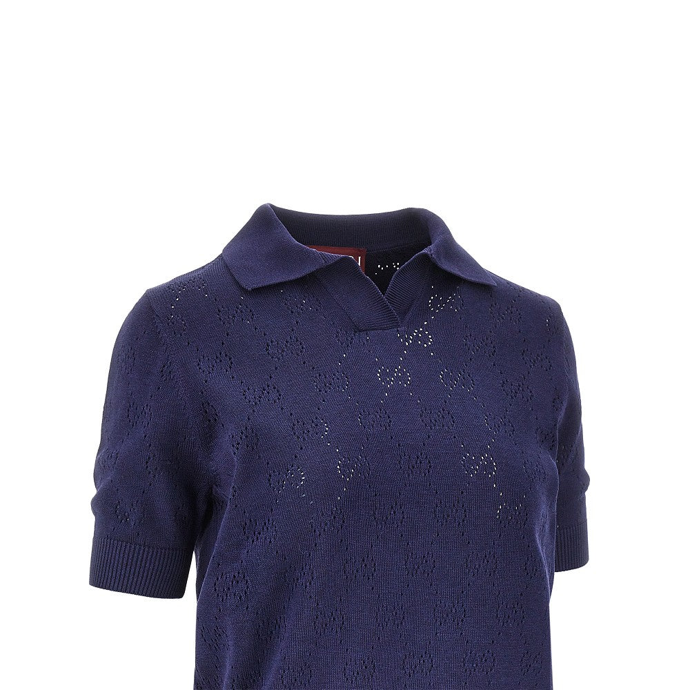 Polo in maglia con motivo GG traforato