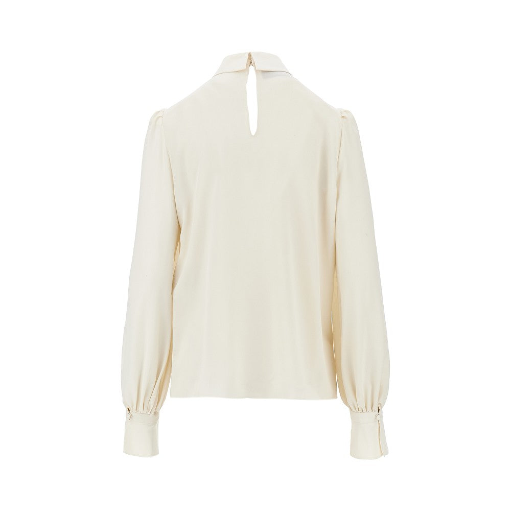 Blusa in Crepe de Chine con fiore