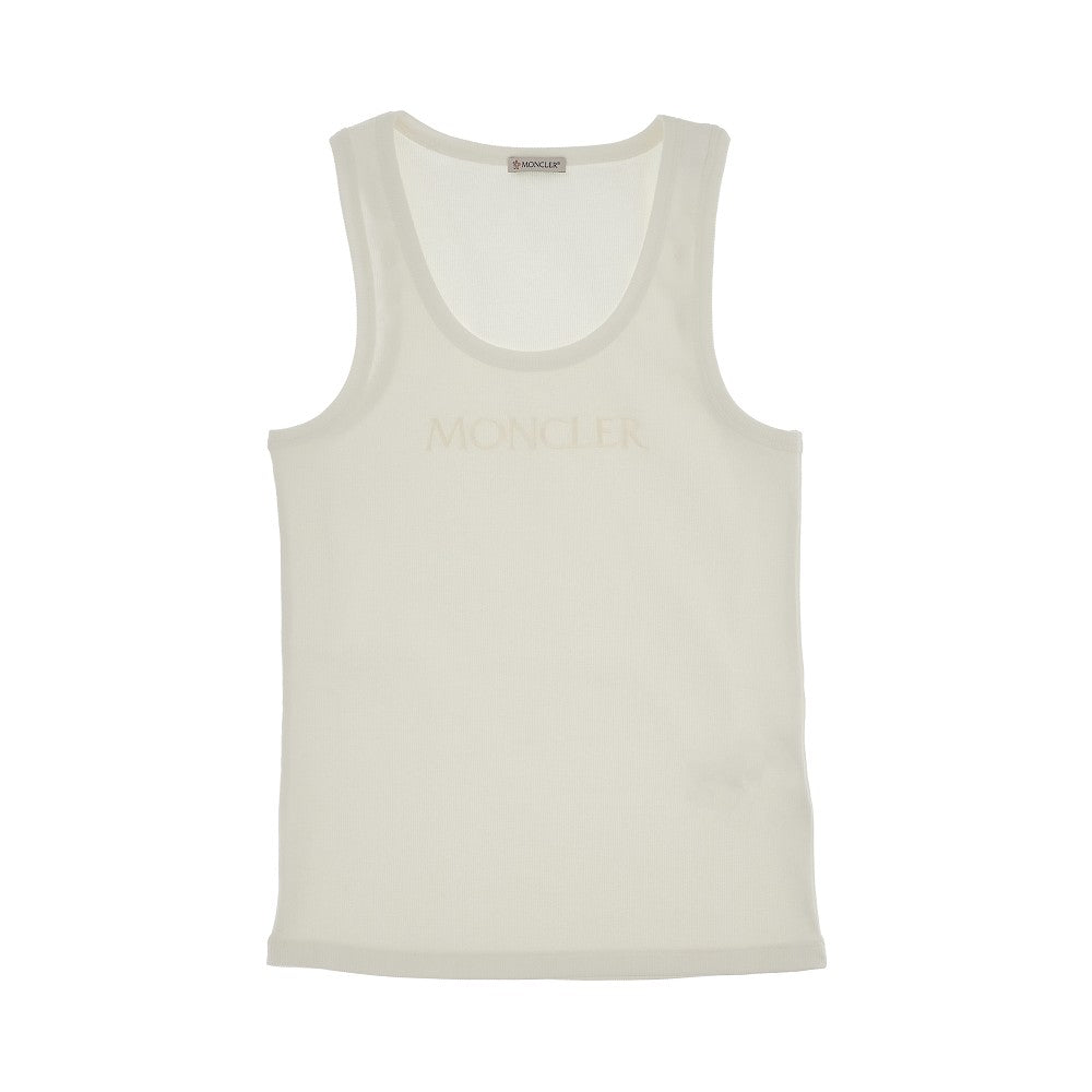 Logo embroidery ribbed tank top