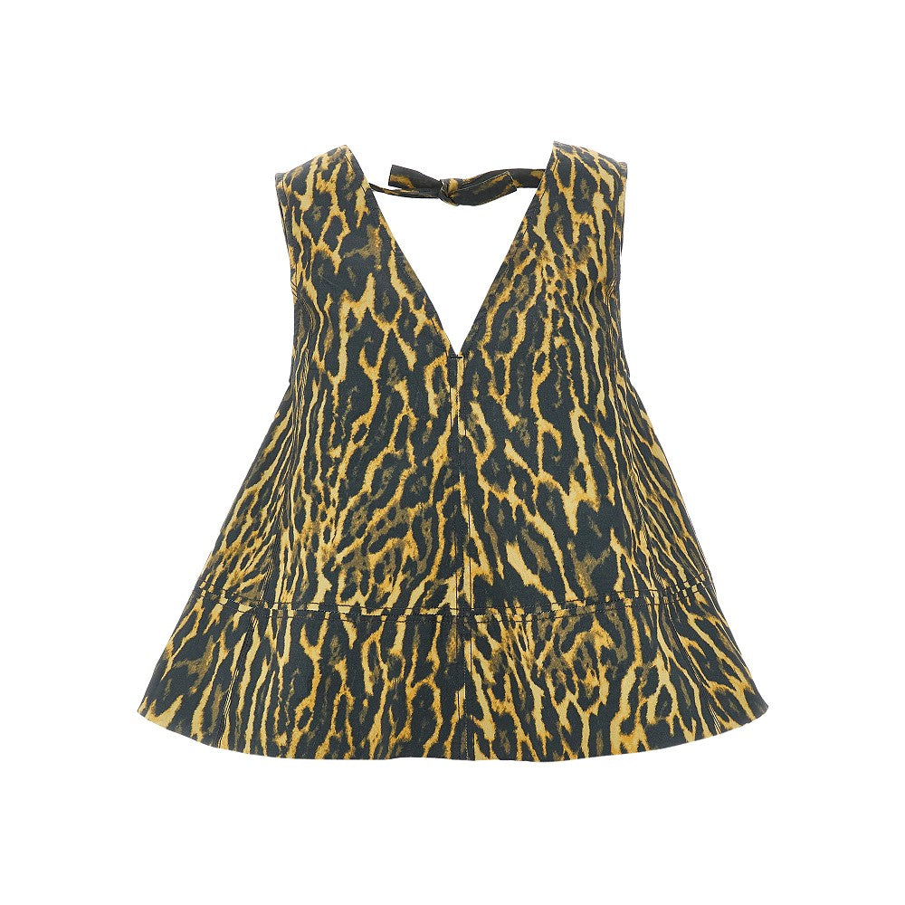 Leopard-print cotton top