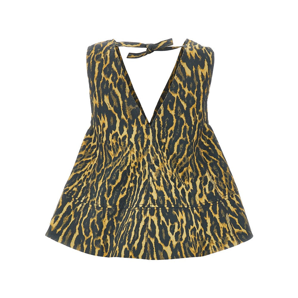 Leopard-print cotton top