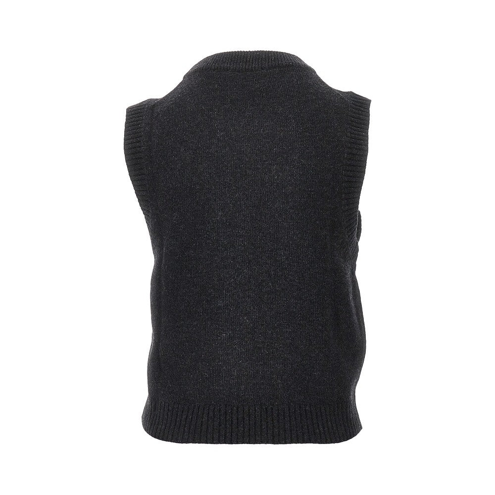 Gilet in misto lana con intarsio Poodle