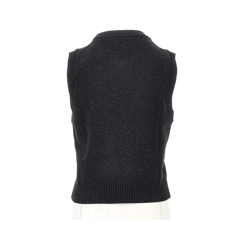 Gilet in misto lana con intarsio ciliegie