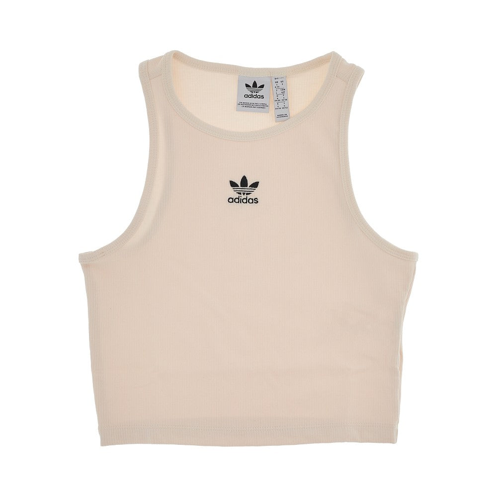Ribbed cropped tank top with logo