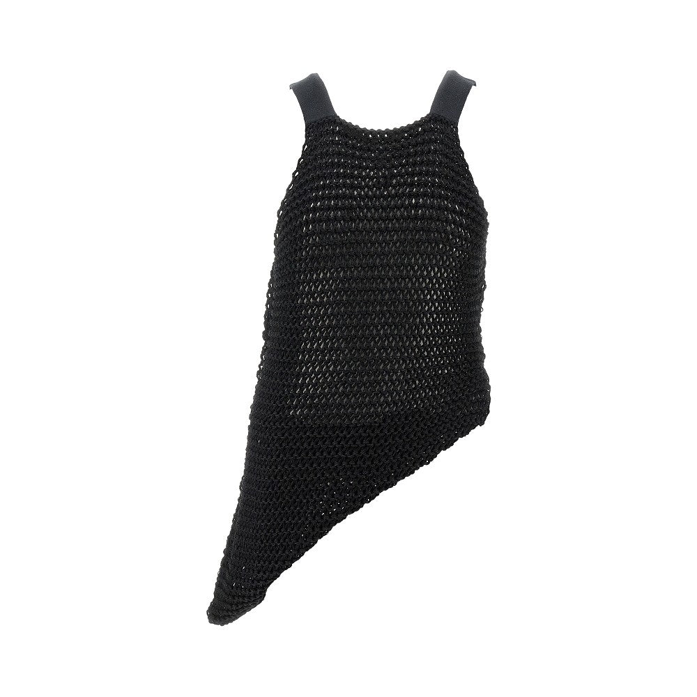 Net knit asymmetrical tank top