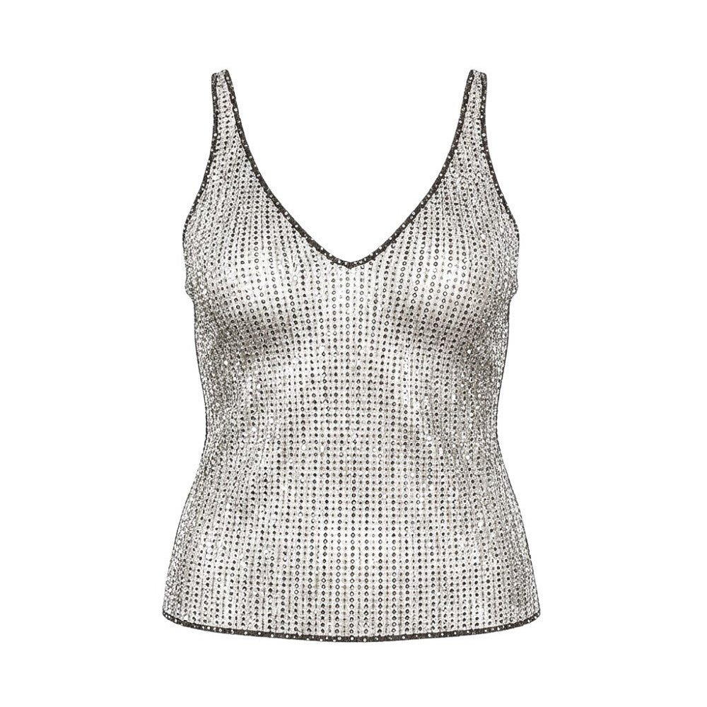 Canotta in mesh con strass