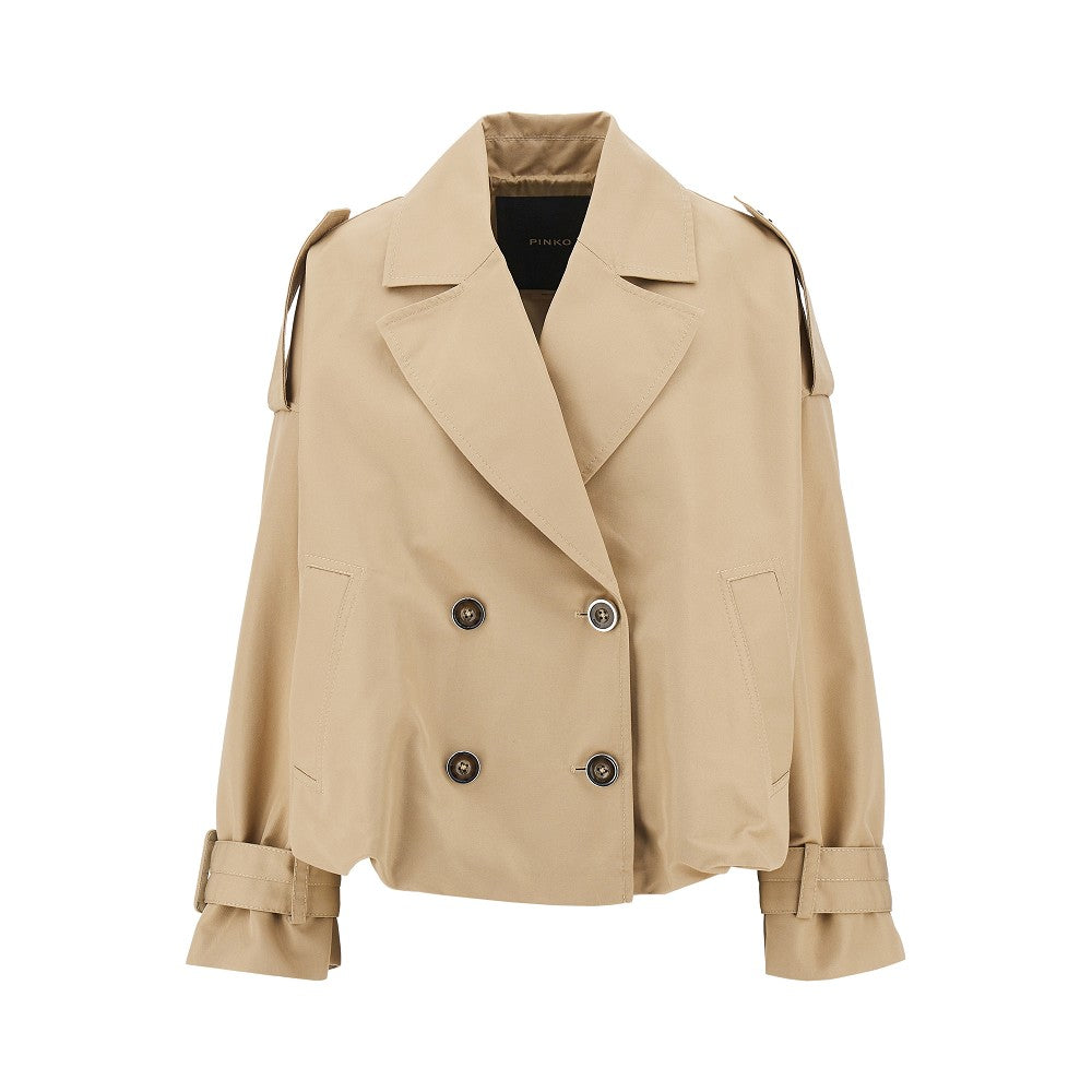 Cotton-blend double-breasted trench coat