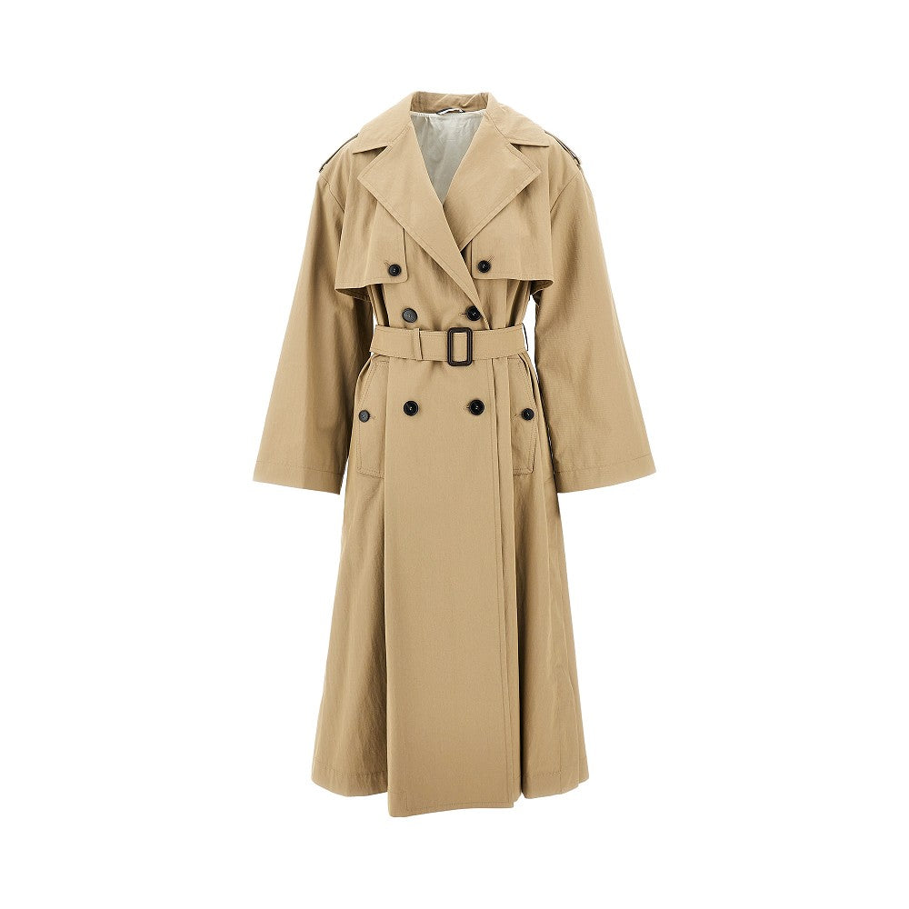 Trench doppiopetto oversize in gabardine