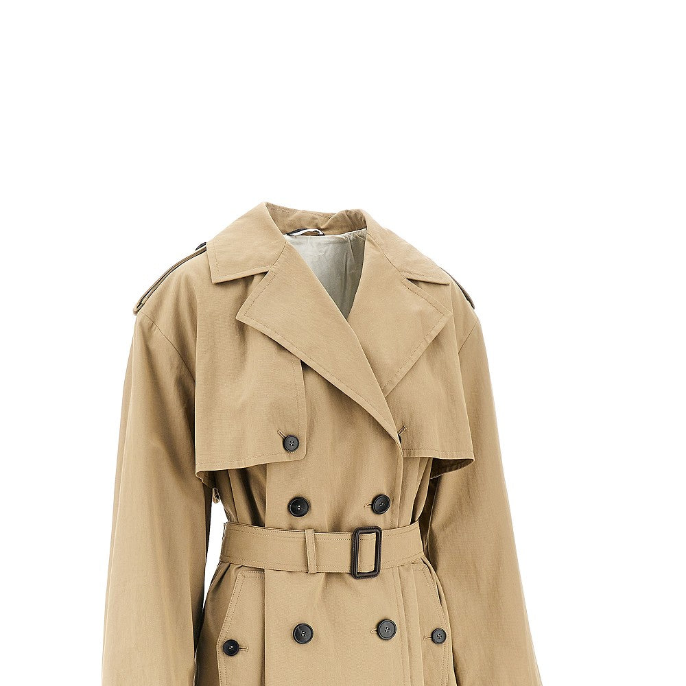 Trench doppiopetto oversize in gabardine