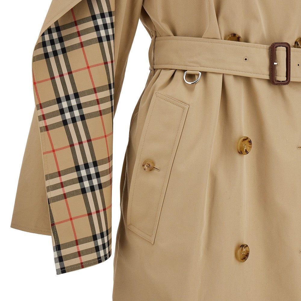 Gabardine coat with cape-effect sleeves