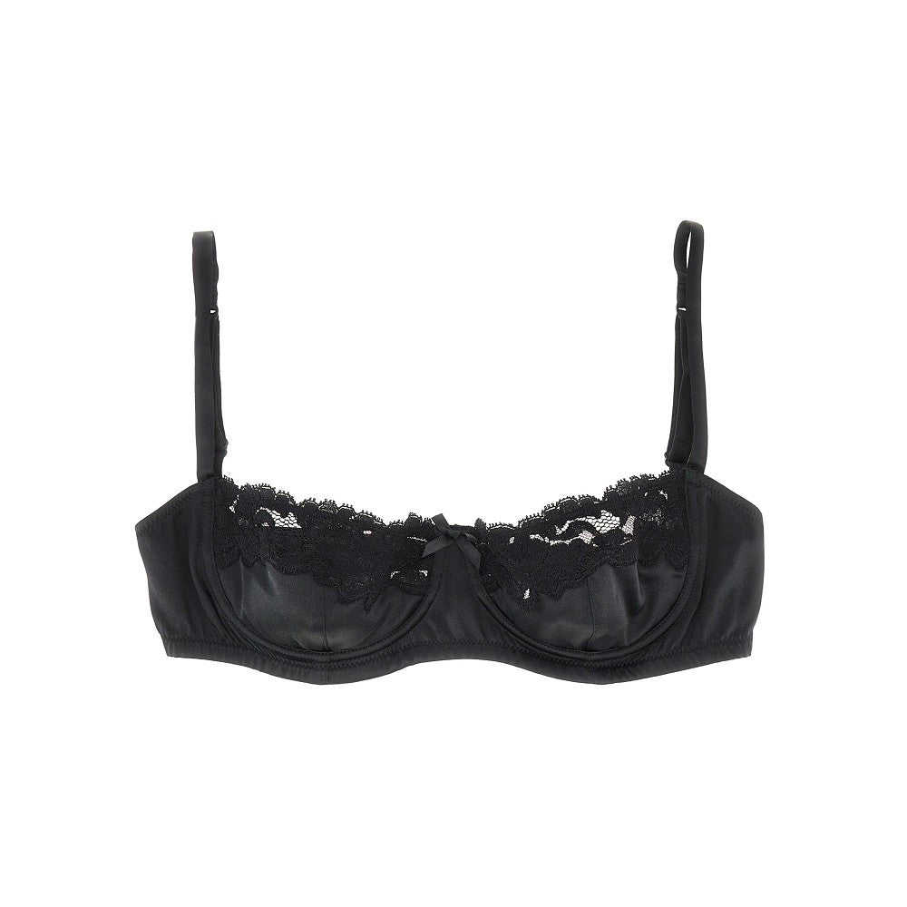 Satin and lace balconette bra