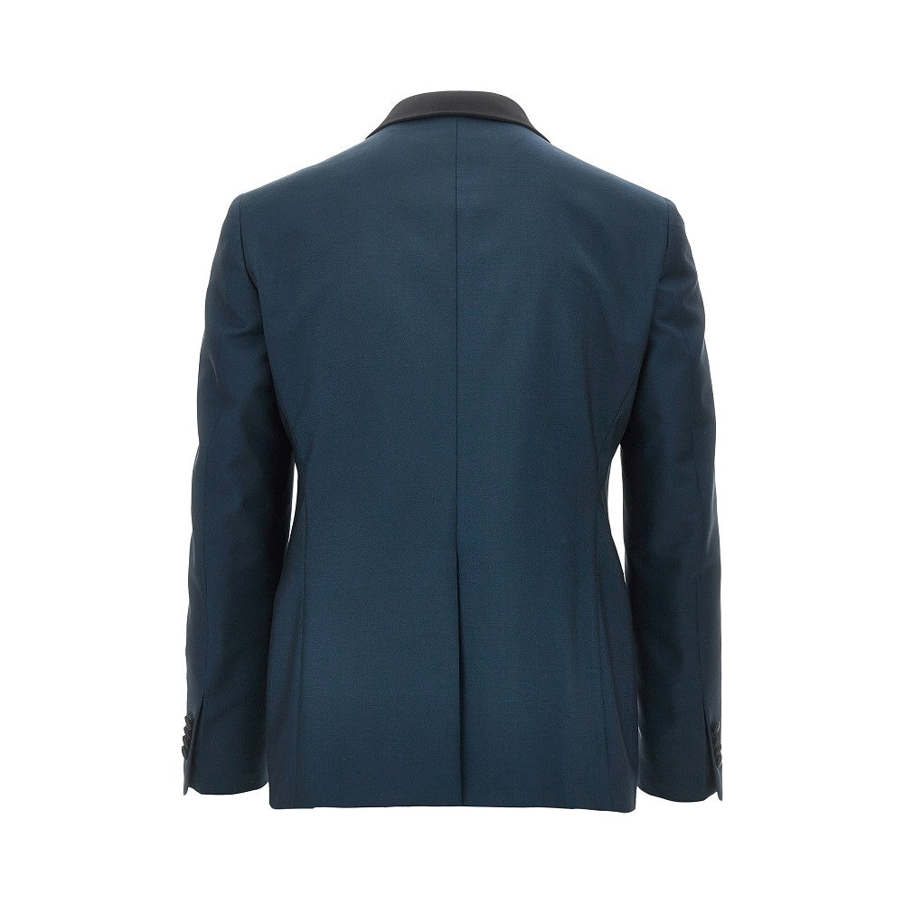 Abito sartoriale in lana con dettagli in raso