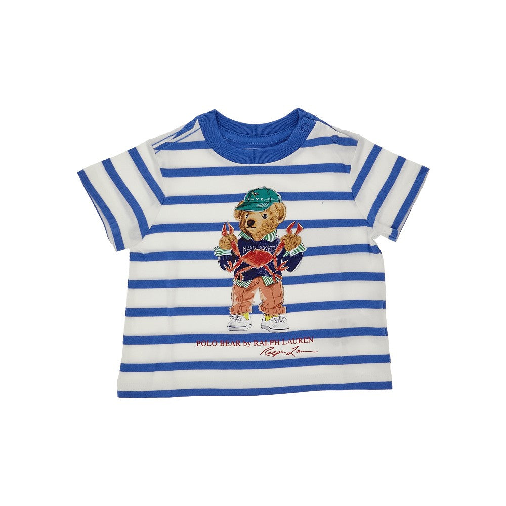 T-shirt a righe con stampa Polo Bear