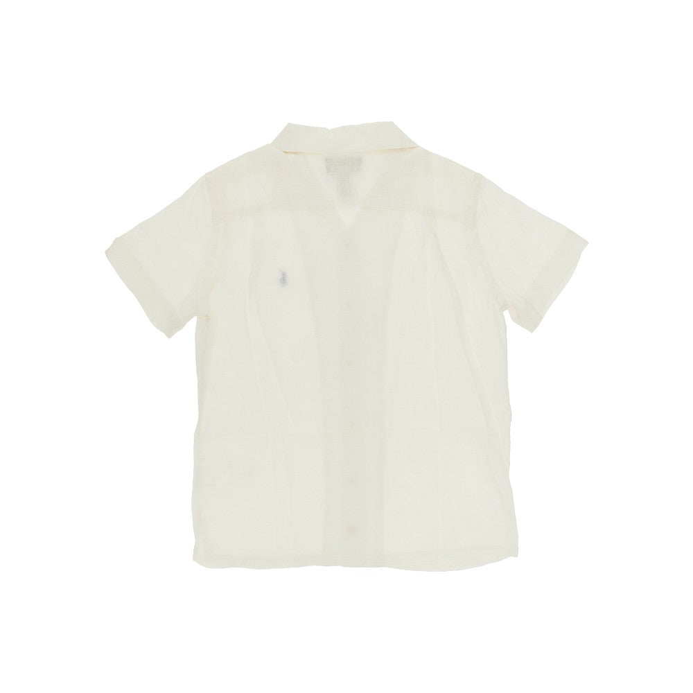Camicia in lino con logo ricamato