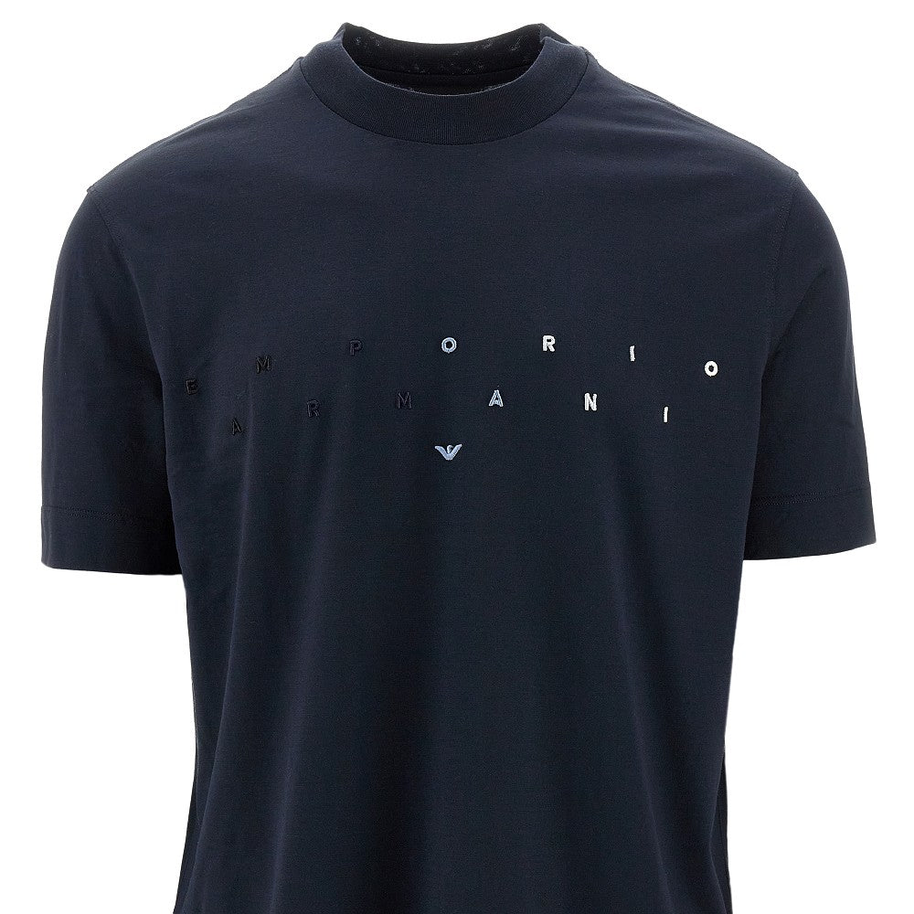 Lyocell-blend T-shirt with logo embroidery