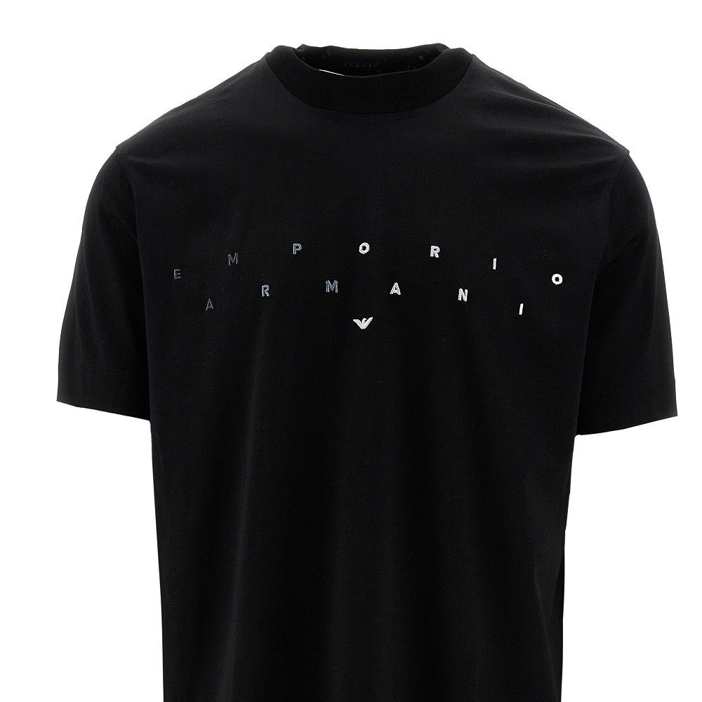 Lyocell-blend T-shirt with logo embroidery
