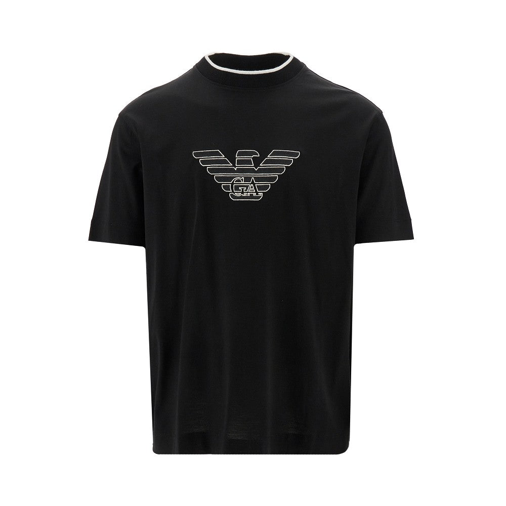 Logo embroidery jersey T-shirt