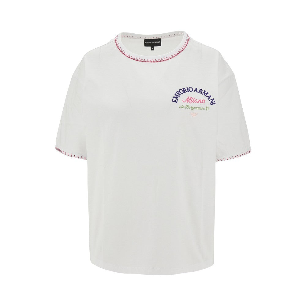 Topstitched T-shirt with logo embroidery